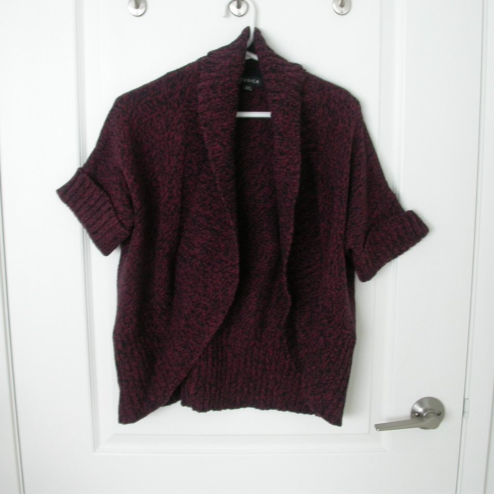 Hot Pink and Black Short Sleeved Cardigan